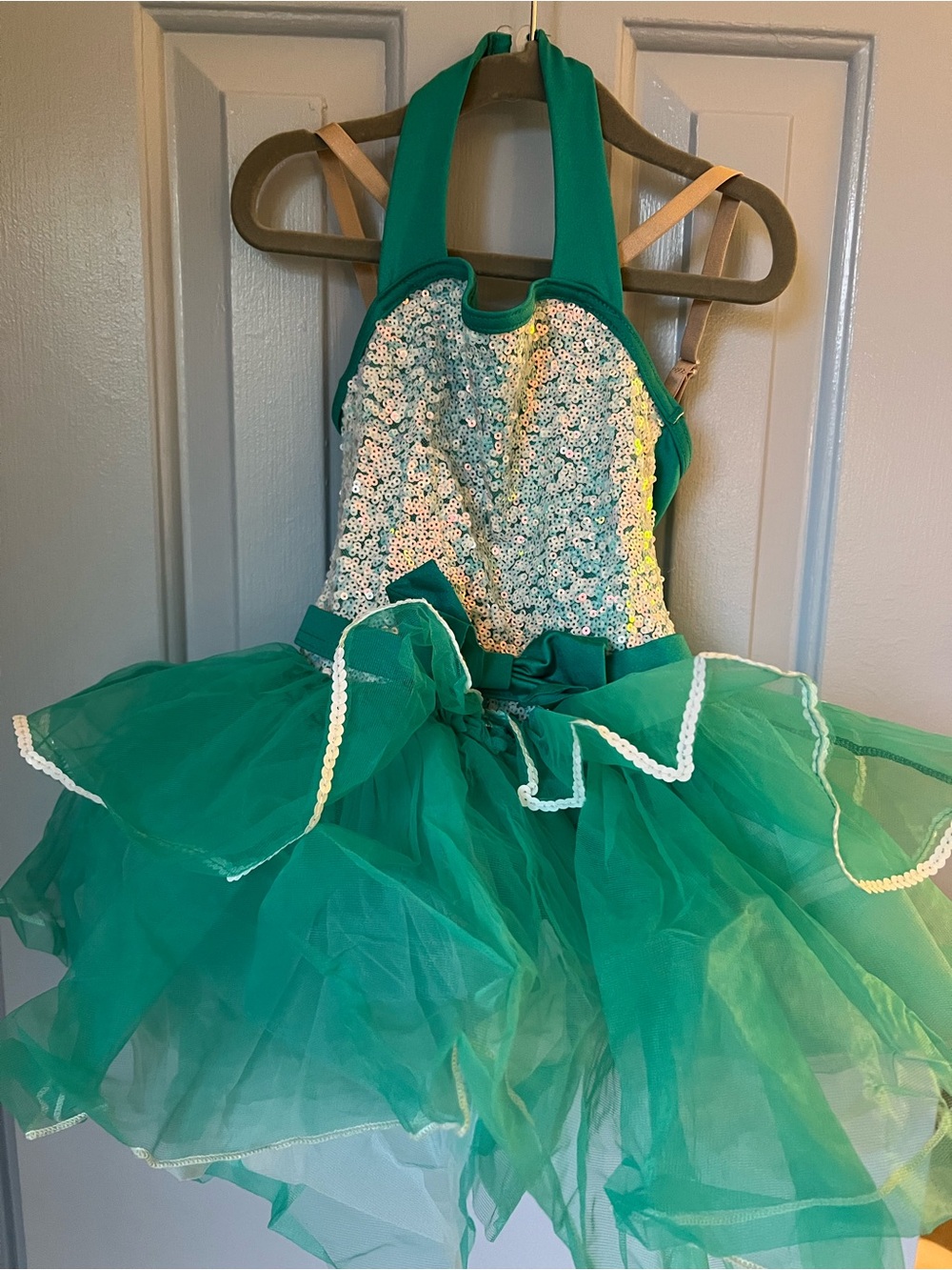 Weissman Green Sequin Halter Tutu Dance Costume, Size XSC
